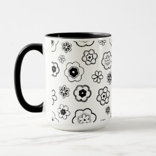 taza de café con flores de dibujos animados