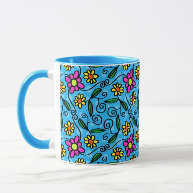 taza de café con flores de garabato (Izquierda)