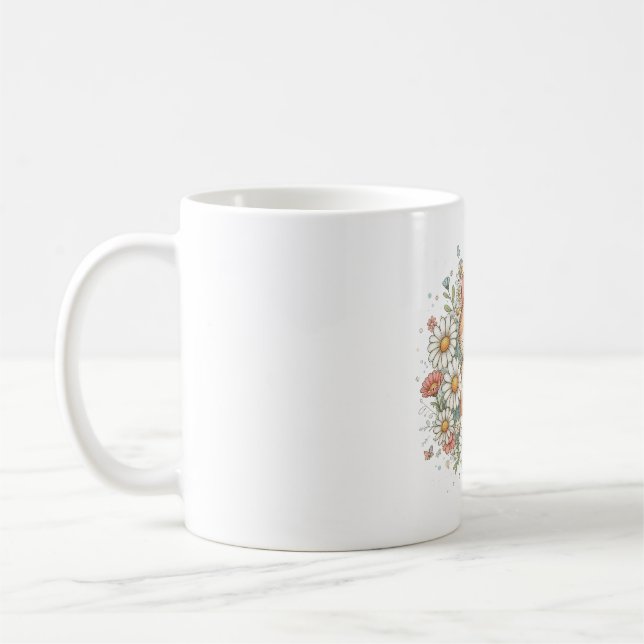Taza de café con flores de gato (Izquierda)