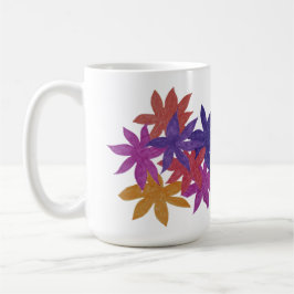 Taza de café con flores dibujadas a mano y colorid