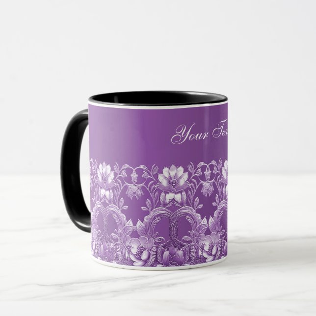 Taza de café con flores púrpuras (Anverso izquierdo)