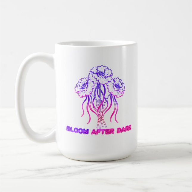 Taza de café con flores rosa neón - Arte (Izquierda)