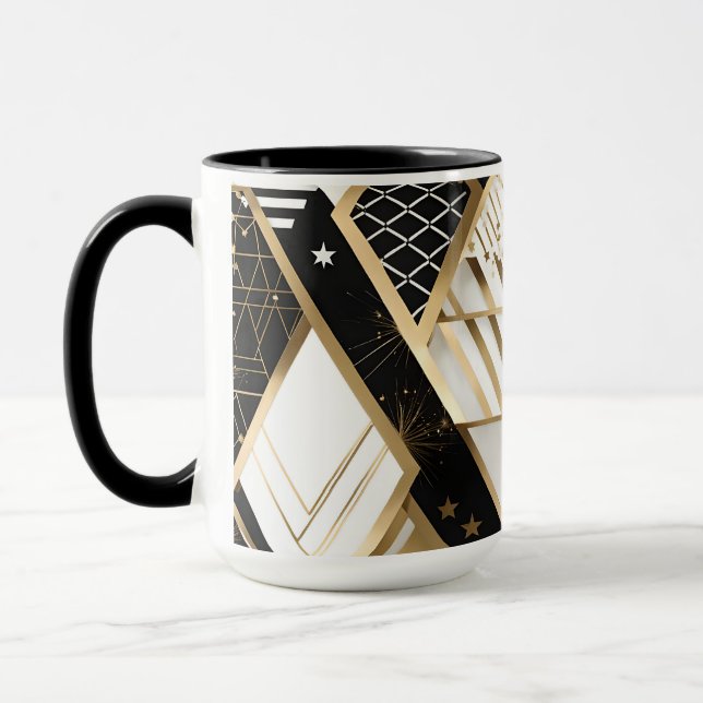 taza de café con formas geométricas de navidad (Izquierda)