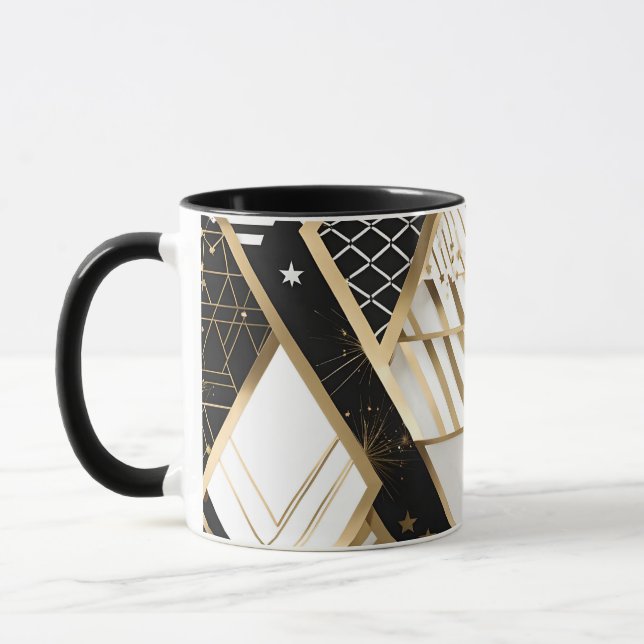 taza de café con formas geométricas de navidad (Izquierda)