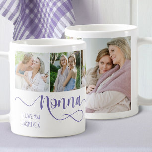 Taza de café con foto de Nonna Caligrafía Te Quier