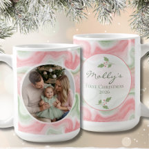 Taza de café con foto de vacaciones en acuarela