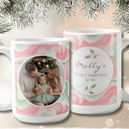 Taza de café con foto de vacaciones en acuarela