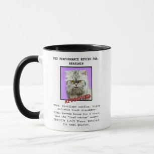 Taza de café con foto divertida de gato y revisión