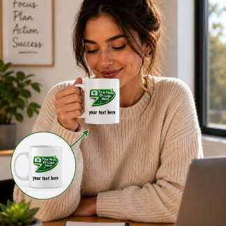Taza de café con foto, logo y texto personalizados