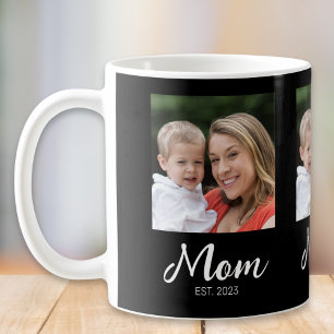 Taza de café con foto negra de guión establecido p