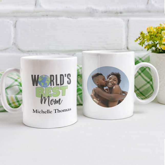 Taza de café con foto personalizada de la mejor ma (World's Best Mom Custom photo mug)