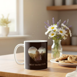 Taza de café con foto personalizada del corazón re