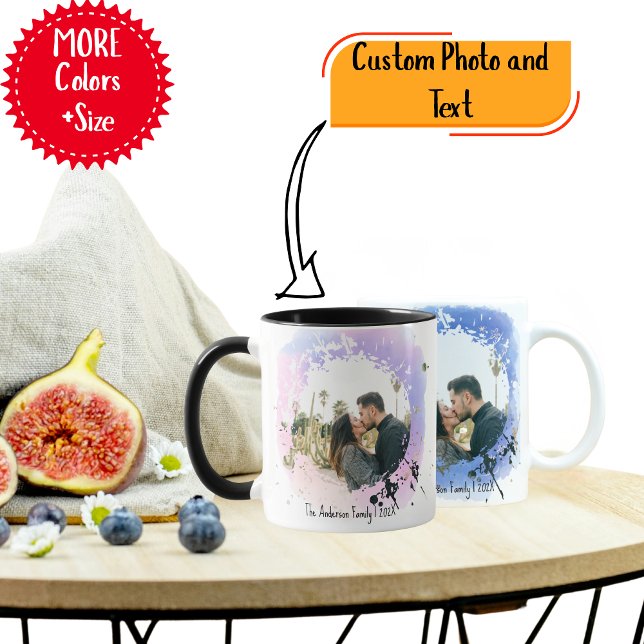Taza de café con foto personalizada – Taza con ima (Personalized Photo Collage & Text Mug )