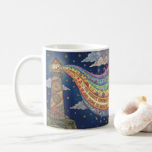 Taza de café con foto que irradia amabilidad