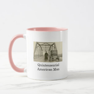 Taza de café con foto real de hombre americano