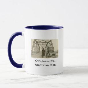 Taza de café con foto real de hombre americano