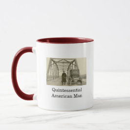 Taza de café con foto real de hombre americano