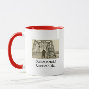 Taza de café con foto real de hombre americano
