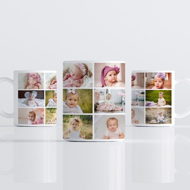 Taza de café con fotos de los primeros 12 meses de (Subido por el creador)