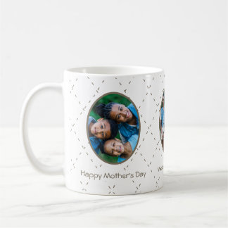 Taza de café con fotos familiares y mensaje del Dí
