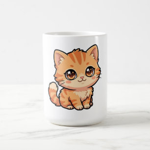 Taza de café con gatito atigrado naranja adorable