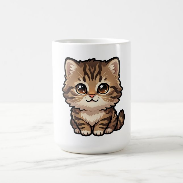 Taza de café con gatito marrón atigrado lindo (Centro)