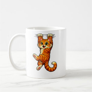 Taza de café con gato atigrado naranja colgante li