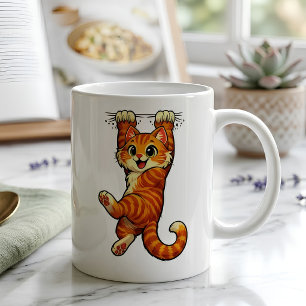 Taza de café con gato atigrado naranja lindo