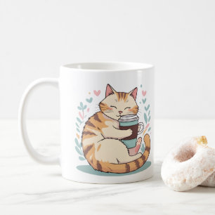 Taza de café con gato lindo abrazando Taza capri