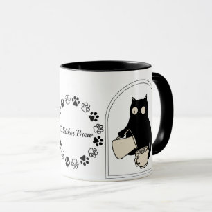 Taza de café con gato negro lindo Barista
