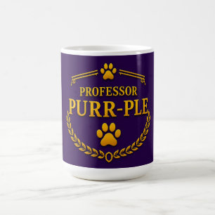 Taza de café con gato púrpura y dorado Profesor Pu