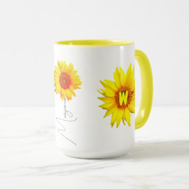 Taza de café con girasoles para ella (cita de mono