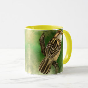 Taza de café con gorrión