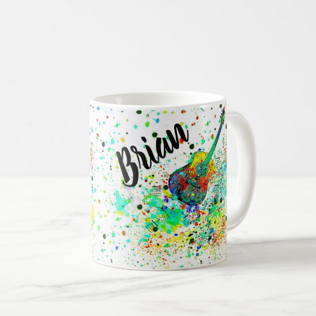 Taza de café con guitarra personalizada y acordes  (Anverso derecho)