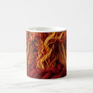 Taza de café con hilo rojo de tormenta abstracta