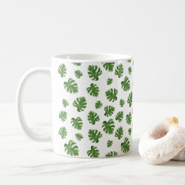 Taza de café con hoja de Monstera
