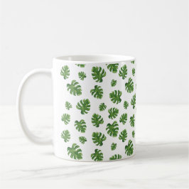 Taza de café con hoja de Monstera