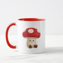 Taza de café con hongos Kawaii linda