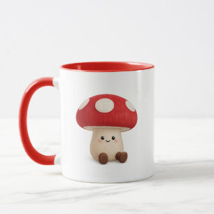 Taza de café con hongos Kawaii linda