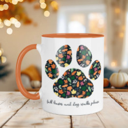 Taza De Café Con Huella De Pata Otoñal Para Amante