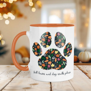 Taza De Café Con Huella De Pata Otoñal Para Amante