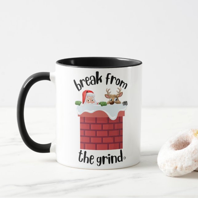 Taza de café con humor de chimenea de Navidad (Con donut)