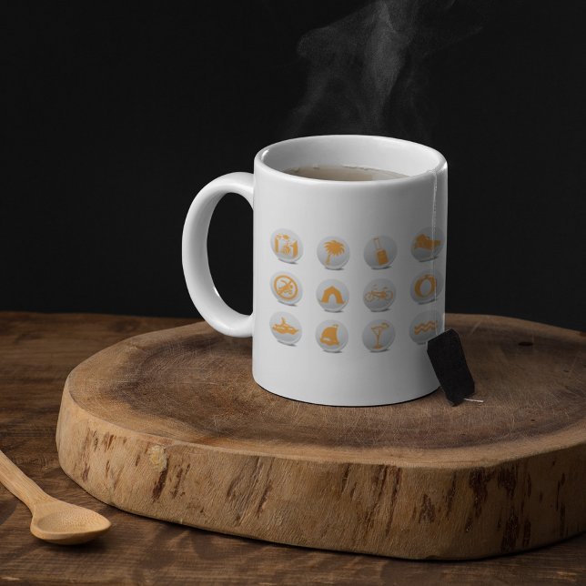 Taza de café con iconos de turismo (Subido por el creador)