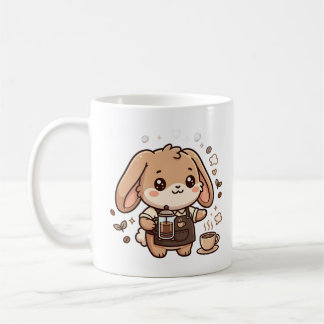 Taza de café con ilustración de conejito barista l