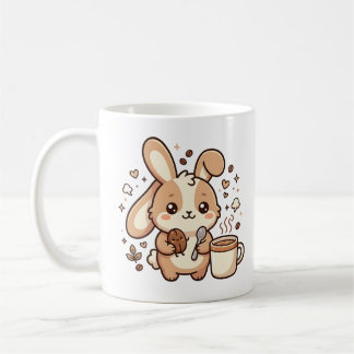 Taza de café con ilustración de conejo Kawaii