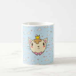 Taza de café con ilustración de princesa gato kawa