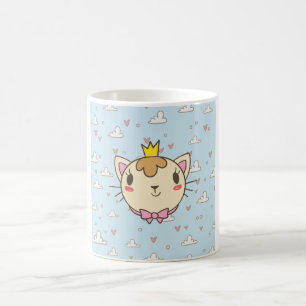 Taza de café con ilustración de princesa gato kawa