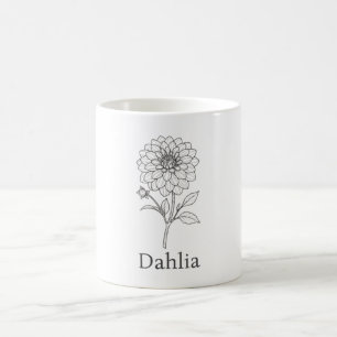 Taza de café con ilustración minimalista de flor d
