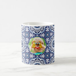 Taza De Café 💙🤍 Con imagen Azulejos Mediterráneos 
