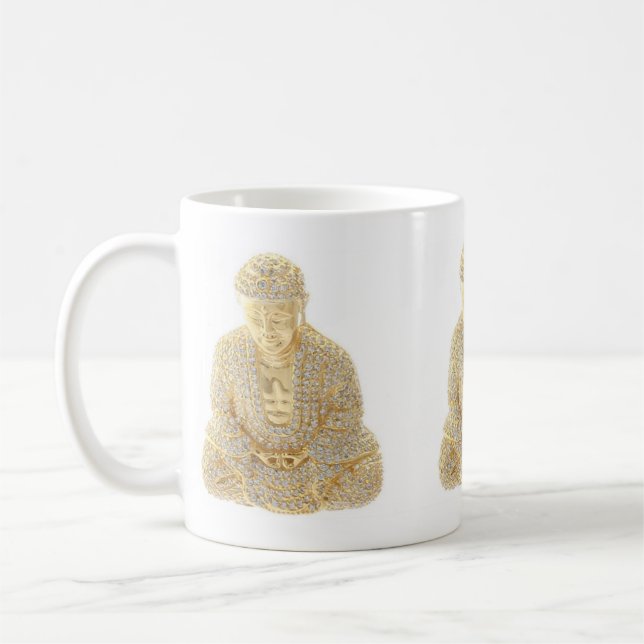 Taza de café con incrustaciones de oro y buda asiá (Izquierda)